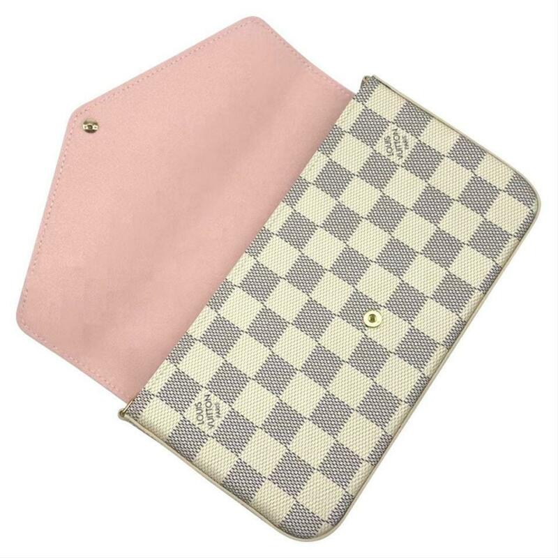 Louis Vuitton Pochette Felicie Rose Ballerine 2019 White Damier Azur Canvas