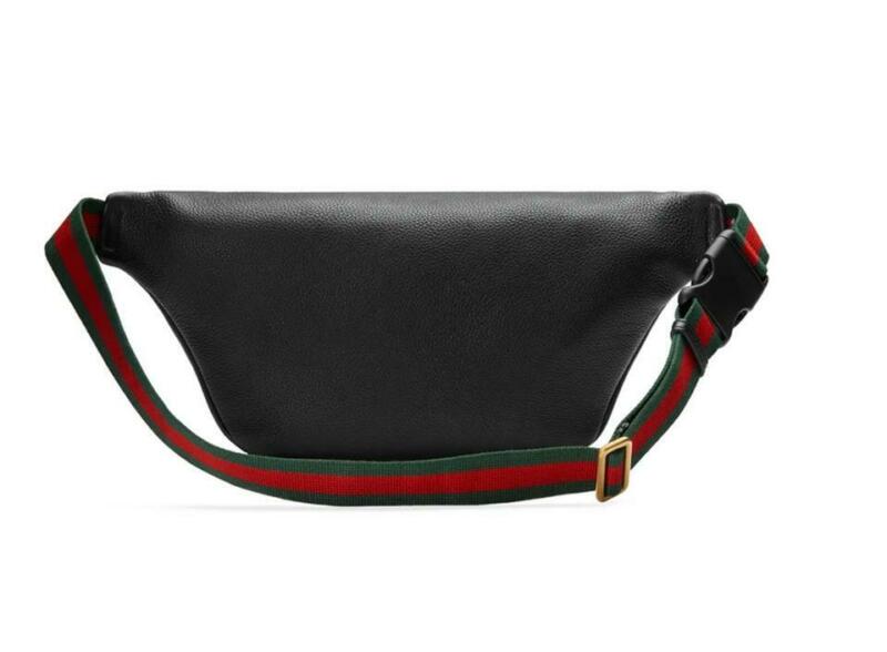Gucci Belt Bum Retro Print Fanny Pack 80 Black Leather Messenger Bag