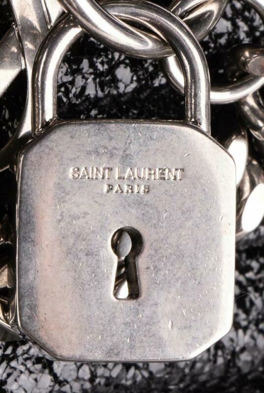 Saint Laurent Collège Mini Quilted Monogram Punk Crackled Chain Black Leather