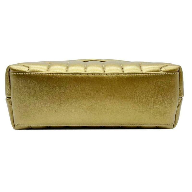 Saint Laurent Monogram Loulou Small Metallic Monogram Gold Leather Shoulder Bag