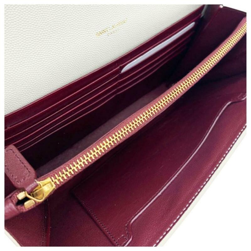 Saint Laurent Wallet on Chain Cassandre Ysl Monogram White Leather Cross BodyBag