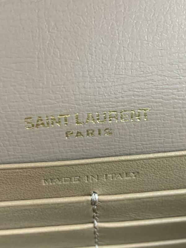 Saint Laurent Wallet on Chain Sunset Ysl Monogram Beige Leather Shoulder Bag