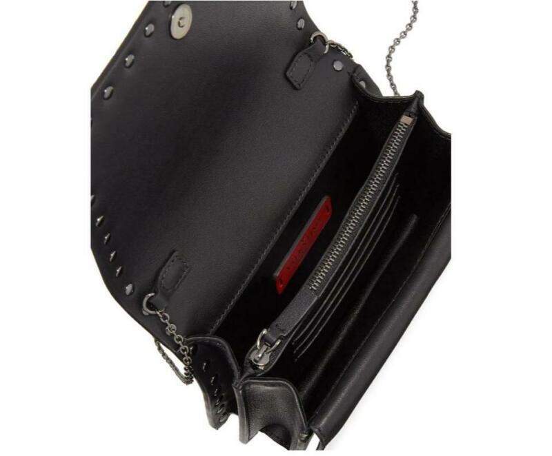 Valentino Garavani Rockstud V-stripe Pouch Chain Black Leather Cross Body Bag