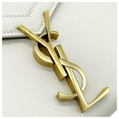 Saint Laurent Wallet on Chain Cassandre Ysl Monogram White Leather Cross BodyBag