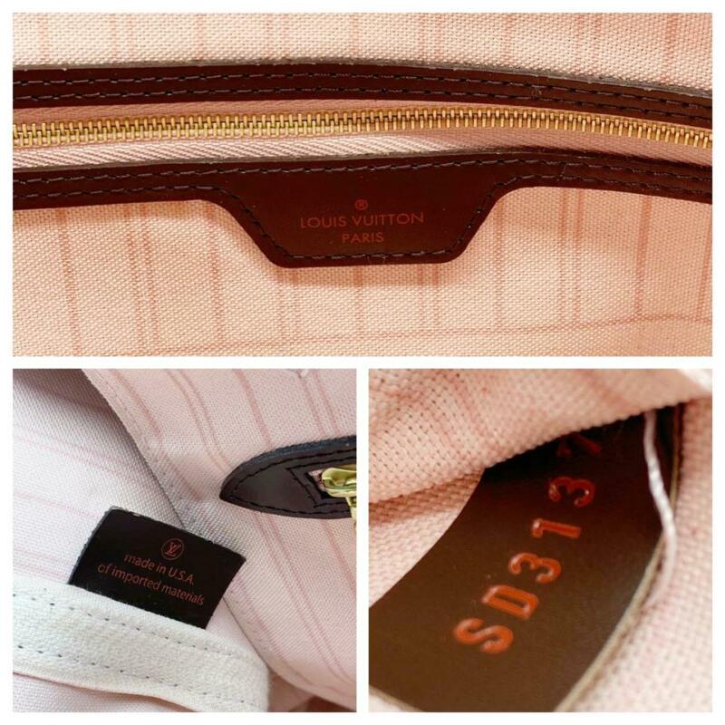 Louis Vuitton Neverfull Mm Pink Rose Ballerine Brown Damier Ébène Canvas Tote