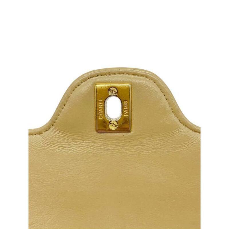 Chanel Double Flap Medium Chain Beige Leather Shoulder Bag