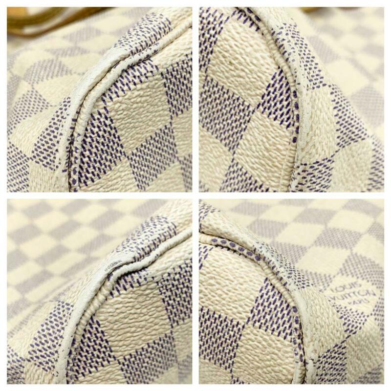 Louis Vuitton Neverfull Mm White Damier Azur Canvas Tote