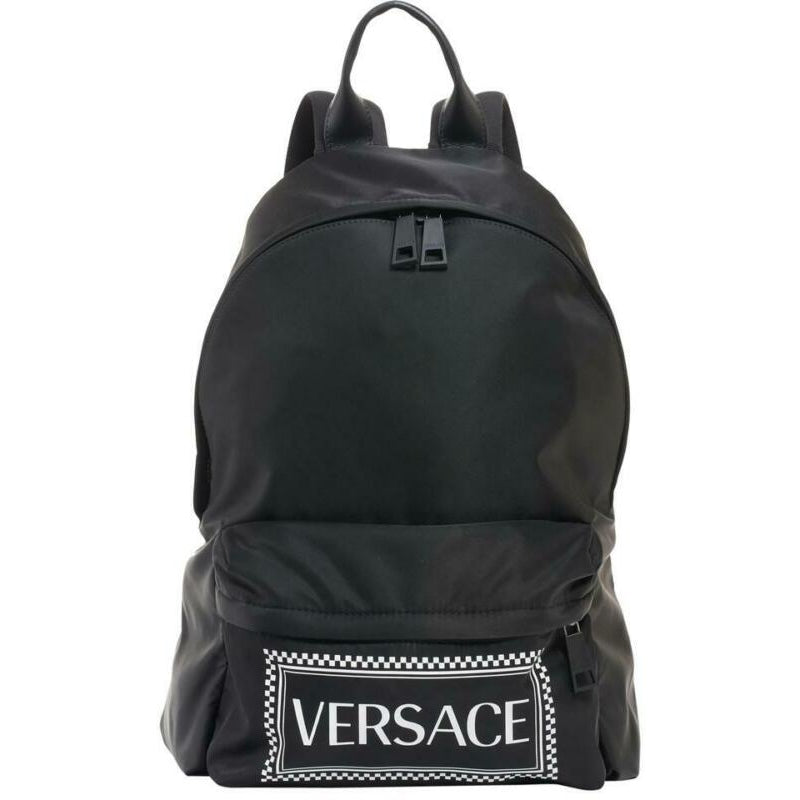 Versace 905 Vintage Logo Black Nylon Backpack