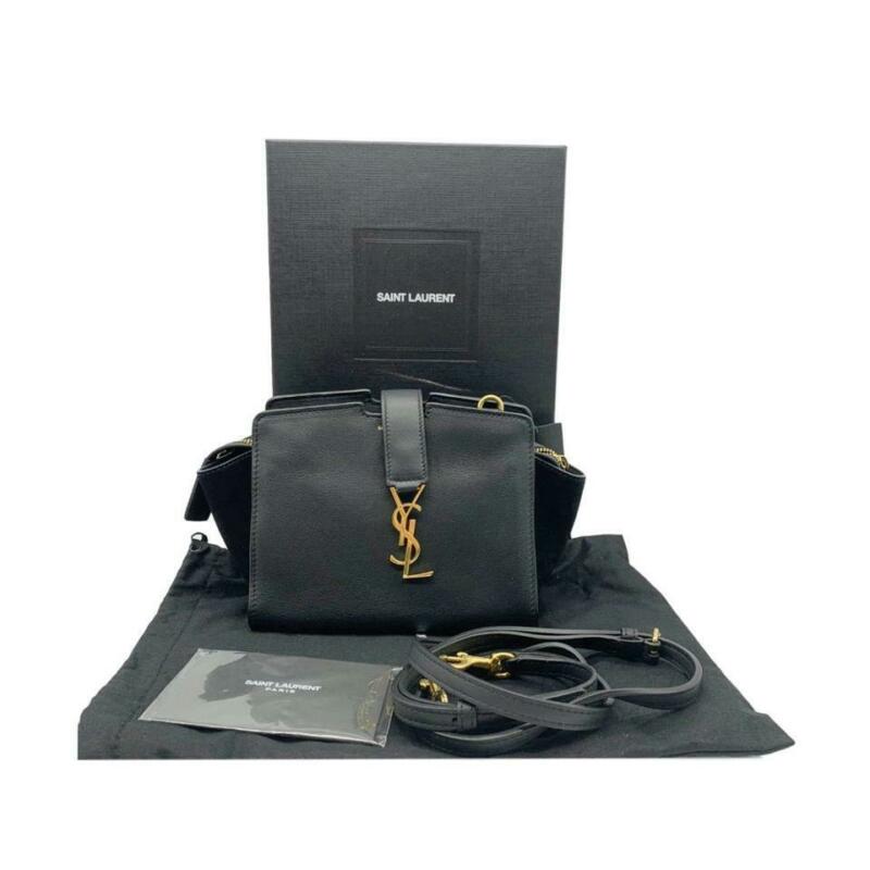 Saint Laurent Cabas Monogram Toy Suede Black Leather Cross Body Bag