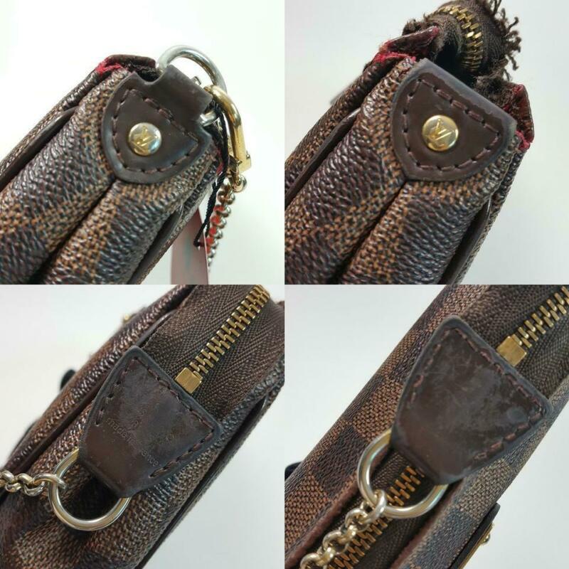 Louis Vuitton Eva Damier Ebene Chain Brown Coated Canvas Cross Body Bag