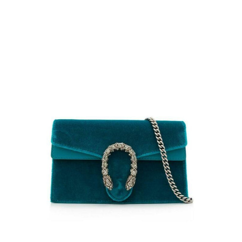 Gucci Chain Wallet Dionysus Velvet Mini Blue Cross Body Bag