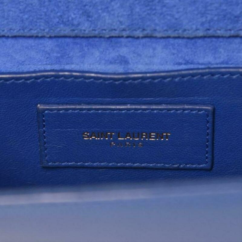 Saint Laurent Monogram Kate Chain Small Blue Leather Cross Body Bag