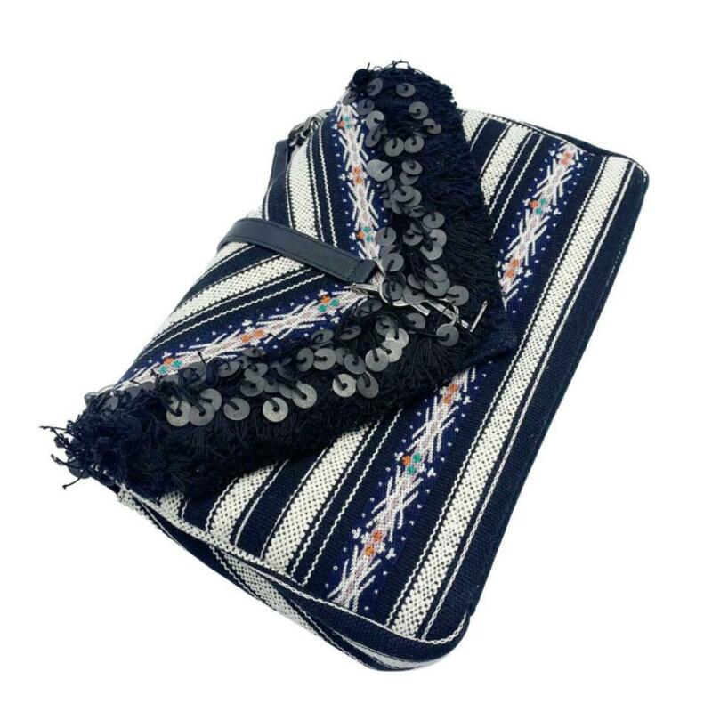 Saint Laurent Monogram College Large Striped Flap-top Black Canvas Shoulder Bag