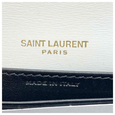 Saint Laurent Monogram Sunset Mini White Chain Black Leather Cross Body Bag