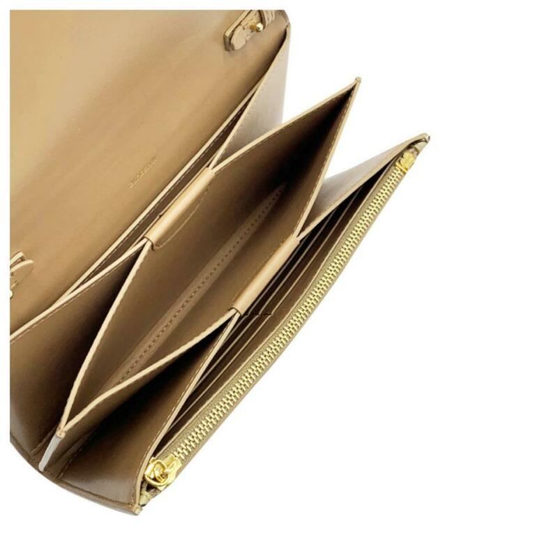 Burberry Hazelmere Logo Print Wallet Beige Leather Shoulder Bag