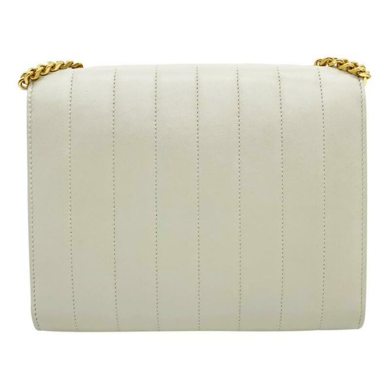 Saint Laurent Vicky Monogram Kate Tassel Metallic Monogram White Leather