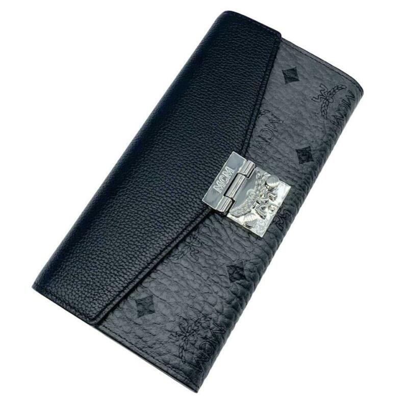 MCM Patricia Visetos Wallet On A Chain Black Leather Cross Body Bag