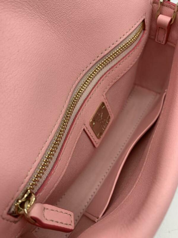 MCM Millie Monogrammed Pink Leather Cross Body Bag