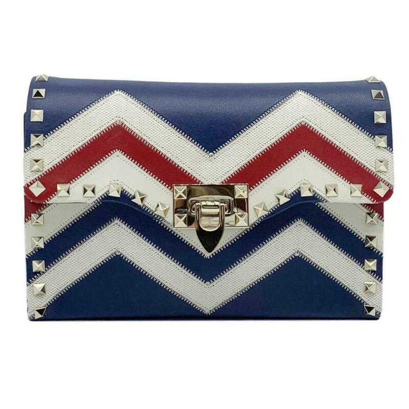 Valentino Shoulder Small Rockstud Blue Leather Cross Body Bag