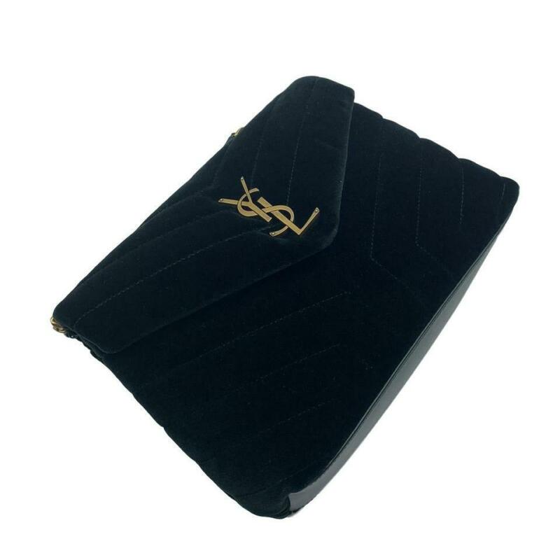Saint Laurent Monogram Loulou Small Green Velvet Shoulder Bag