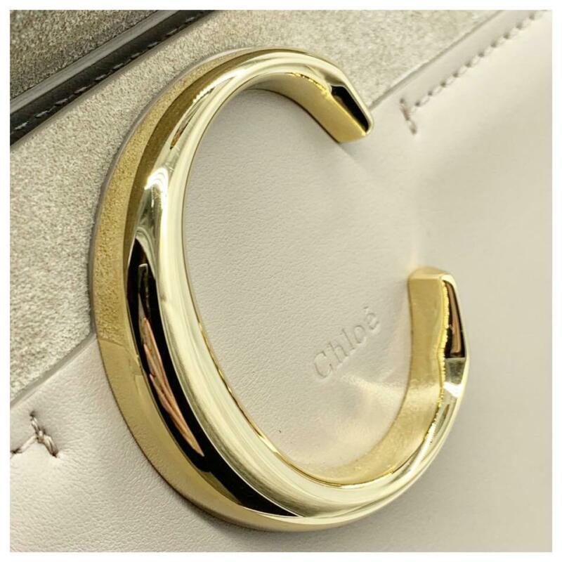 Chloé Medium C Calfskin Beige Leather Tote