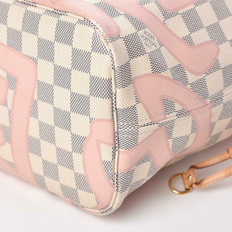Louis Vuitton Neverfull Tahitienne Mm White Damier Azur Canvas Tote