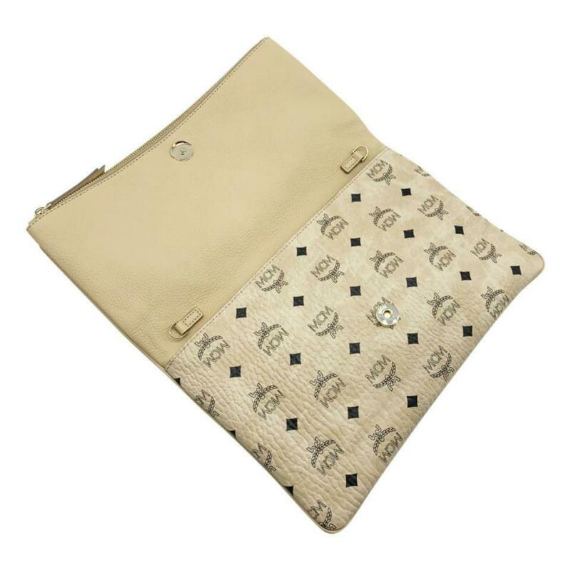 MCM Corina Leather & Visetos Foldover Beige Coated Canvas Cross Body Bag