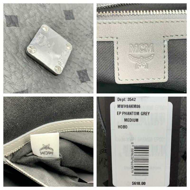 MCM Klara Medium Diamond Visetos Grey Coated Canvas Hobo Bag