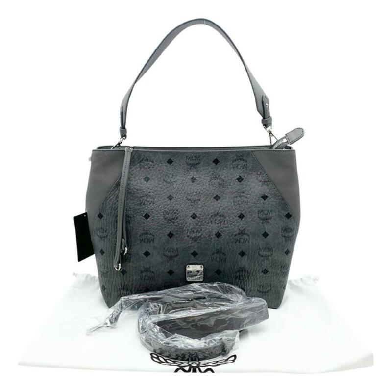 MCM Klara Medium Diamond Visetos Grey Coated Canvas Hobo Bag