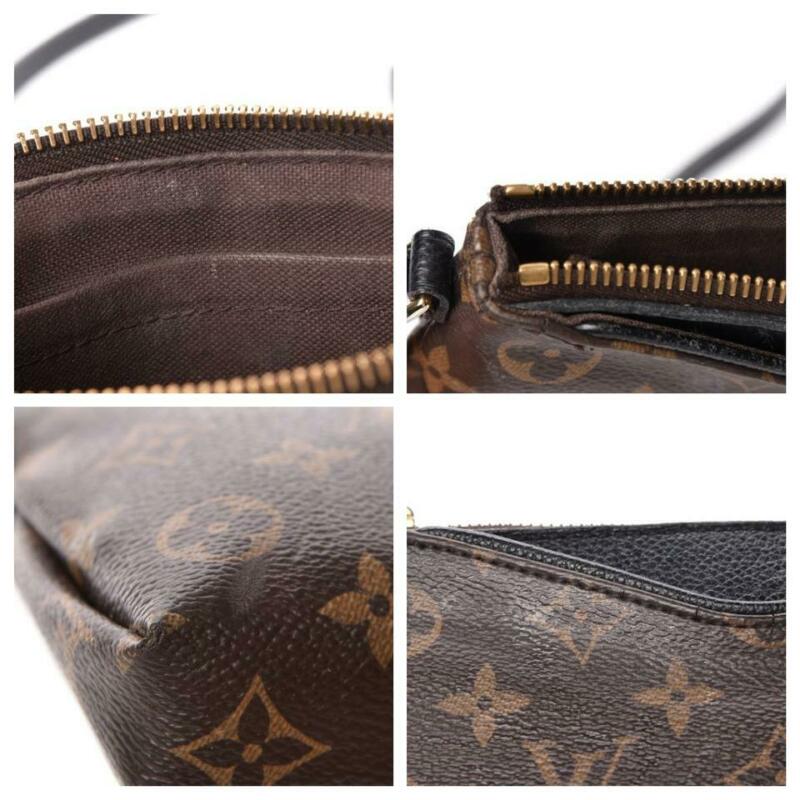 Louis Vuitton Clutch Crossbody Pallas Black Monogram Canvas Shoulder Bag