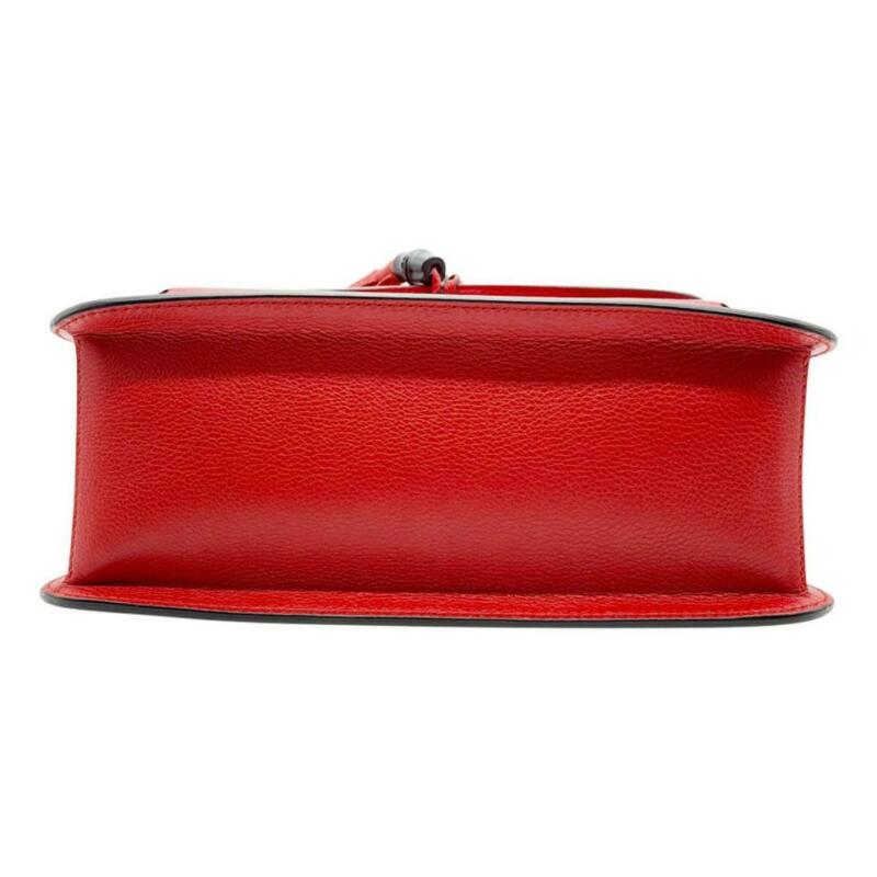 Gucci Medium Bamboo Daily Bright Flame Red Leather Shoulder Bag