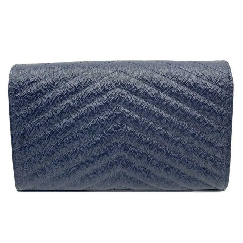 Saint Laurent Chain Wallet Medium Deep Marine Blue Leather Cross Body Bag