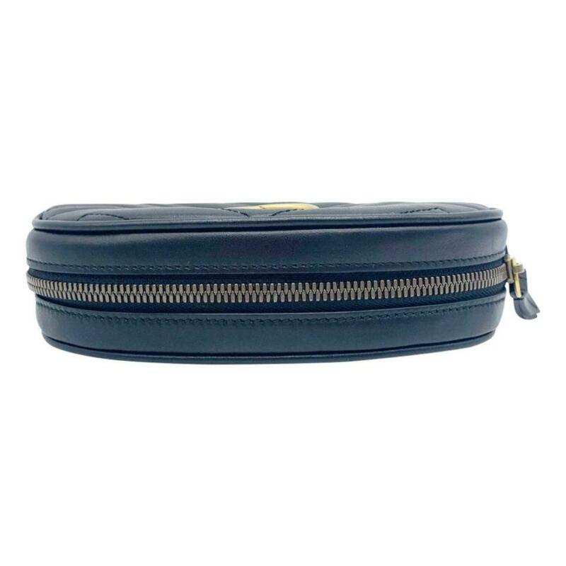 Gucci GG Marmont Belt Calfskin Matelasse 95 38 Black Leather Messenger Bag
