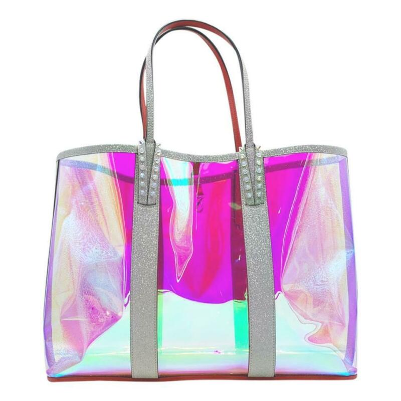 Christian Louboutin Cabata Transparent Glitter Sunset Silver Pvc Tote