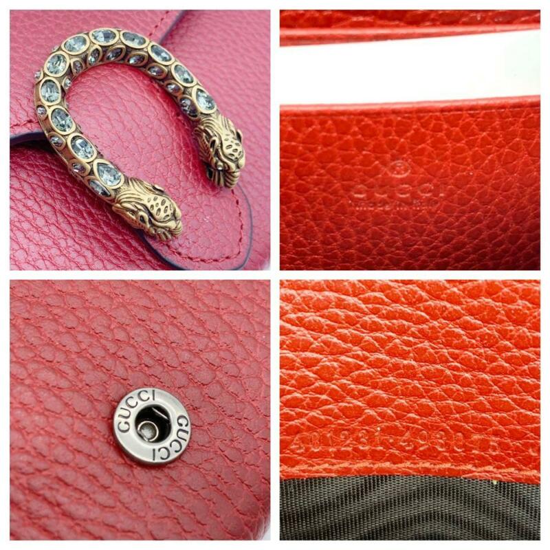 Gucci Chain Wallet Dionysus Red Leather Shoulder Bag