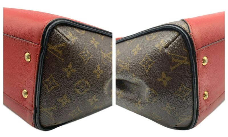 Louis Vuitton Kimono Mm Red Leather Tote Monogram Cerise Hobo 2015 Calfskin