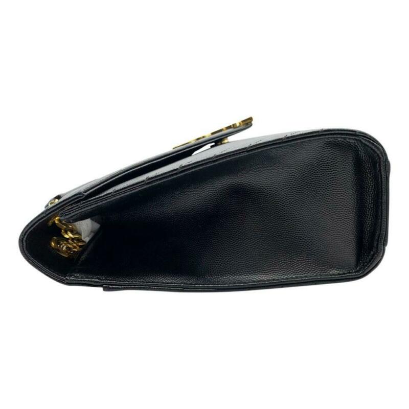 Saint Laurent Monogram Envelope Grained Calfskin Matelasse Chevron Large Black