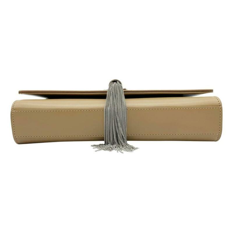 Saint Laurent Monogram Kate Medium Tassel Taupe Fonce Beige Leather Cross Body