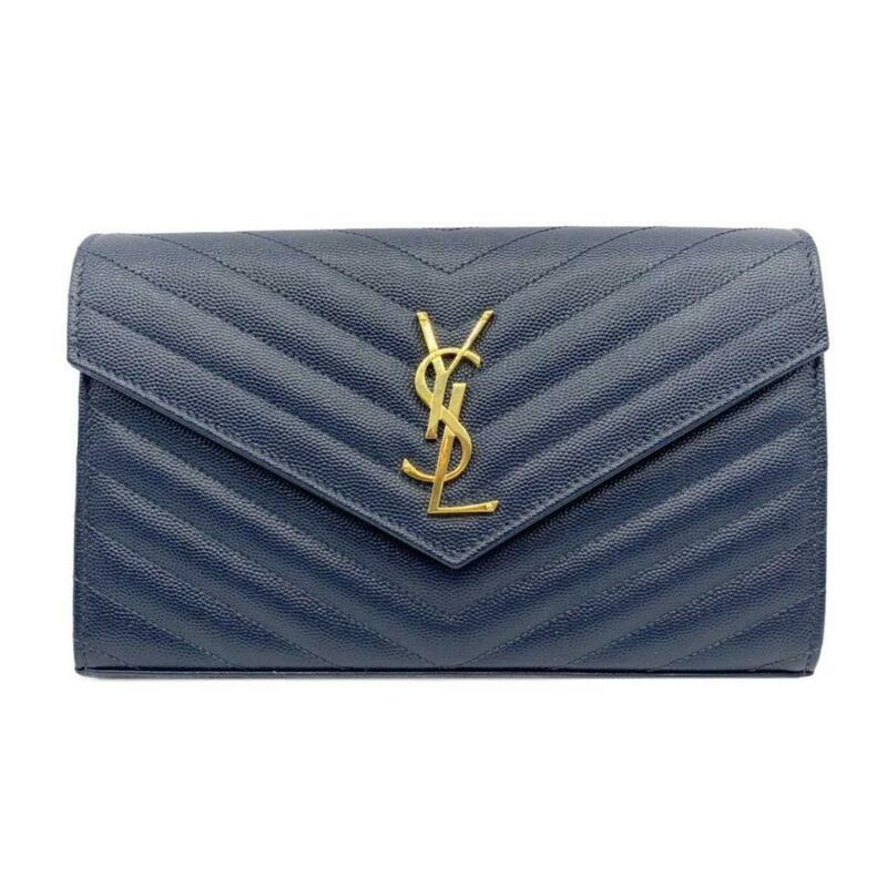 Saint Laurent Chain Wallet Medium Deep Marine Blue Leather Cross Body Bag