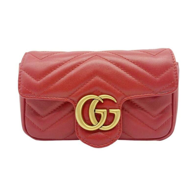 Gucci GG Marmont Super Mini Red Leather Cross Body Bag