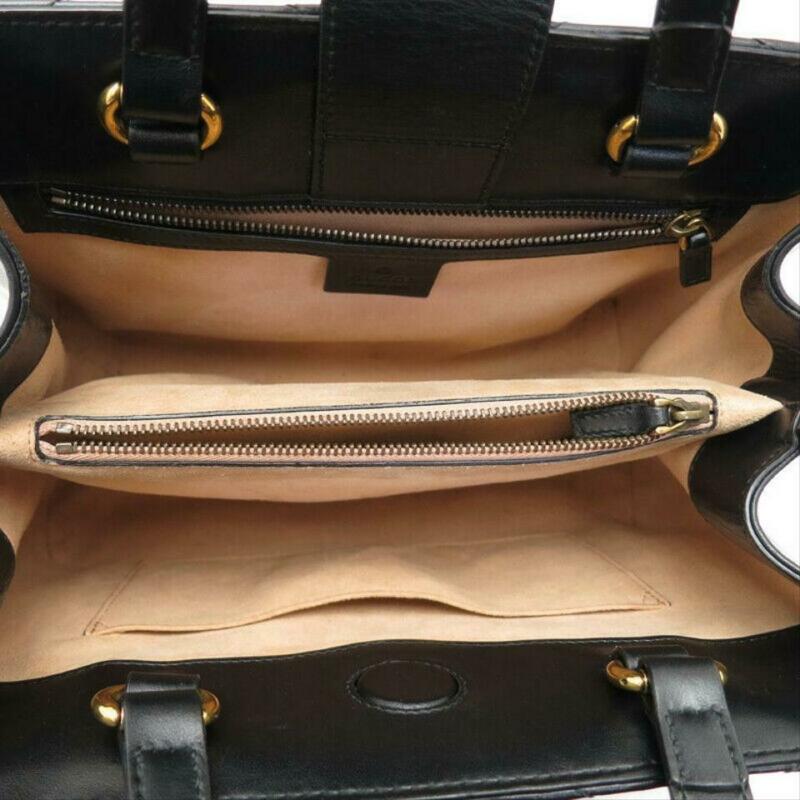 Gucci GG Marmont Top Handle Tote Black Leather Shoulder Bag