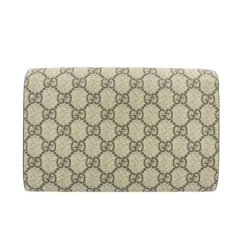 Gucci Dionysus Gg Supreme Canvas Wallet On A Chain Beige Cross Body Bag