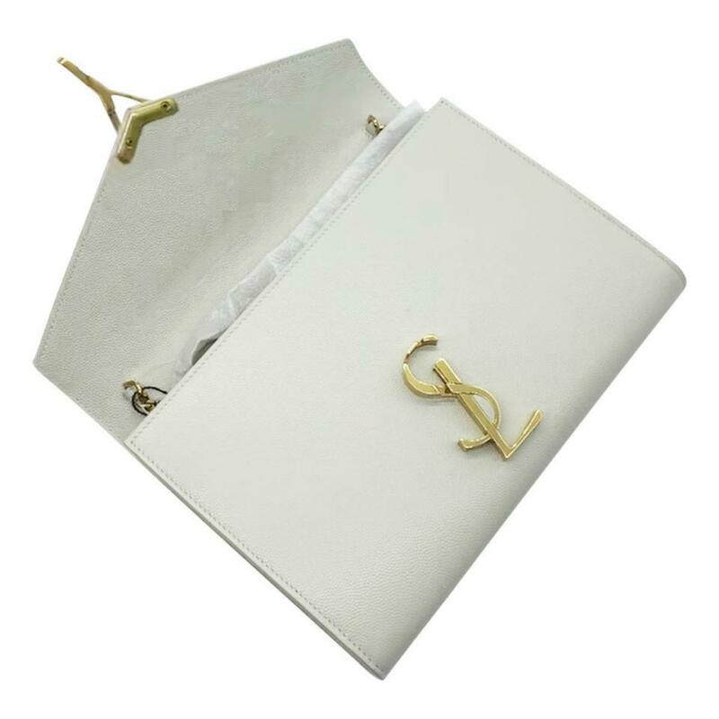 Saint Laurent Wallet on Chain Cassandre Ysl Monogram White Leather Cross BodyBag
