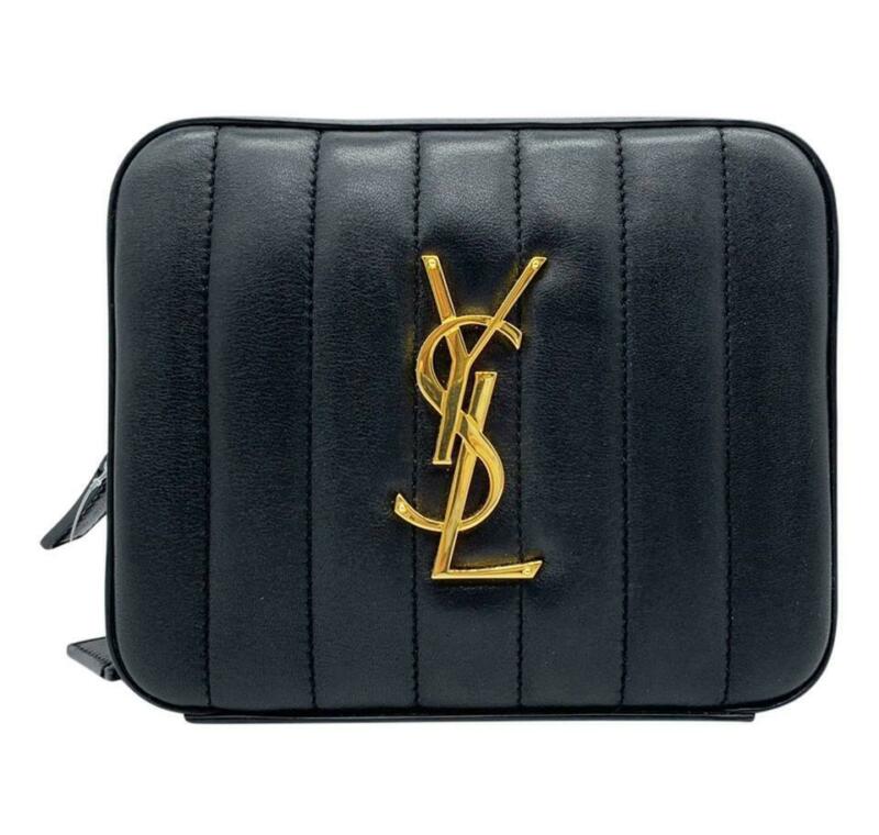 Saint Laurent Belt Vicky Quilted Black Leather Messenger Bag