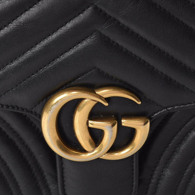 Gucci Marmont Small Gg Matelassé Black Calfskin Shoulder Bag