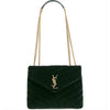 Saint Laurent Monogram Loulou Small Green Velvet Shoulder Bag
