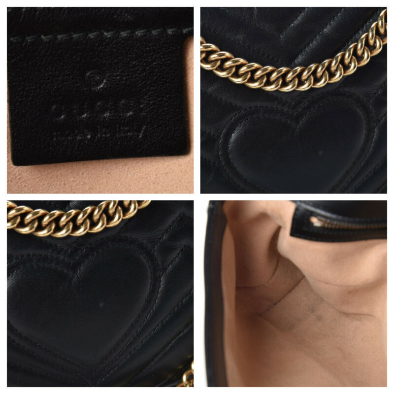 Gucci Marmont Small Gg Matelassé Black Calfskin Shoulder Bag