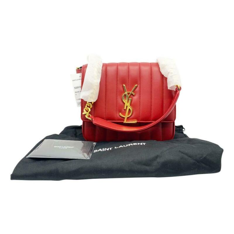 Saint Laurent Vicky Medium Monogram Matelasse Rouge Eros Red Leather Cross Body