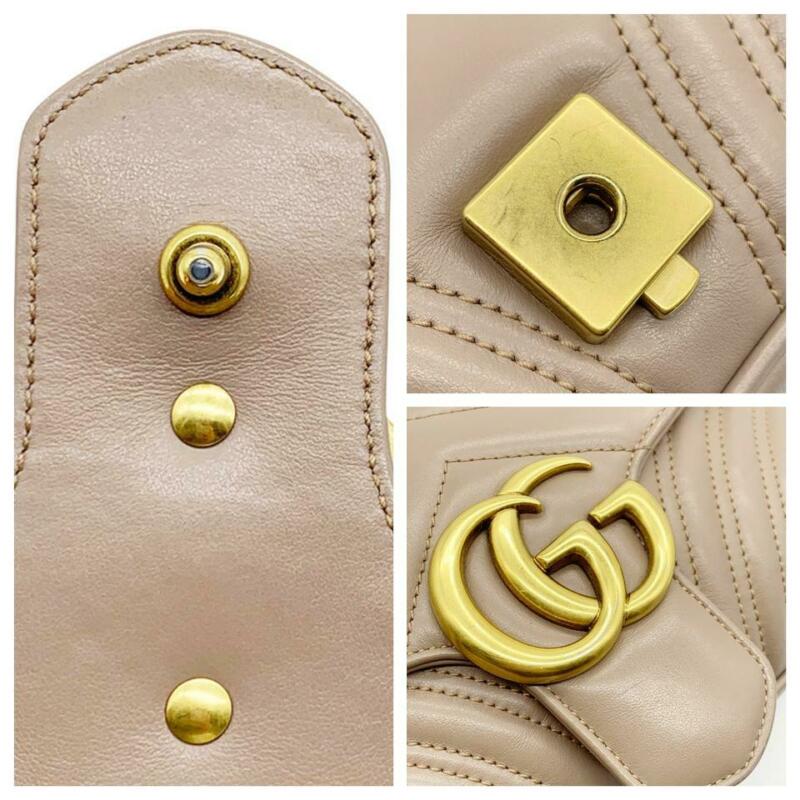 Gucci GG Marmont Calfskin Matelasse Small Nude Pink Leather Shoulder Bag