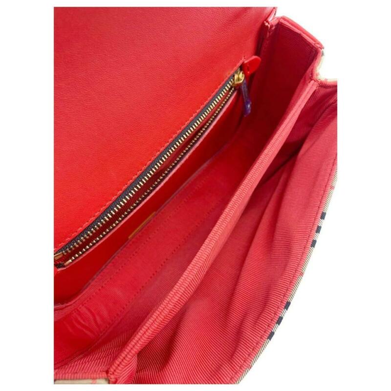 Burberry Crossbody Vintage Check Link Flap Brown Canvas Shoulder Bag